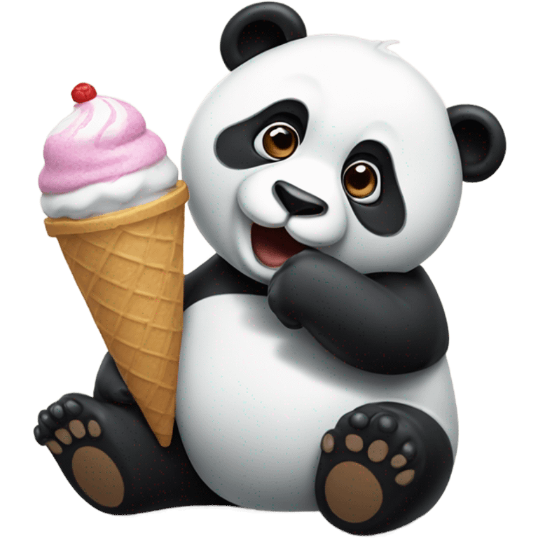 Panda eating ice cream emoji