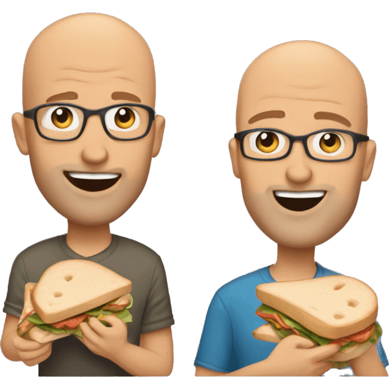 Podcaster duo Bald Move’s Jim and A.Ron eating sandwiches emoji