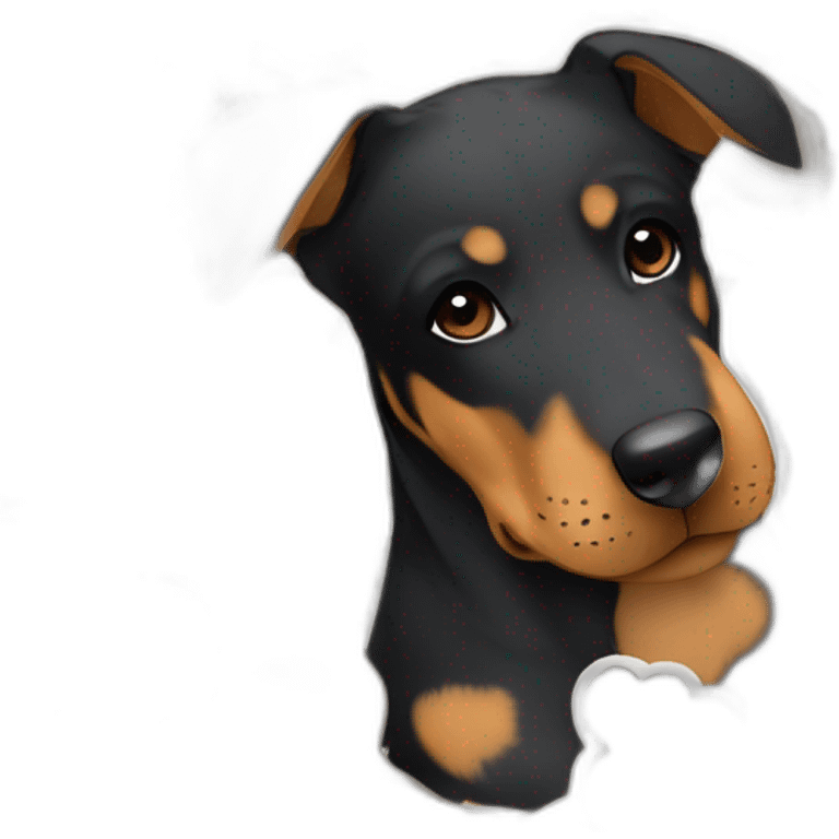 Sleeping black and brown beauceron puppy with white chest and chin emoji