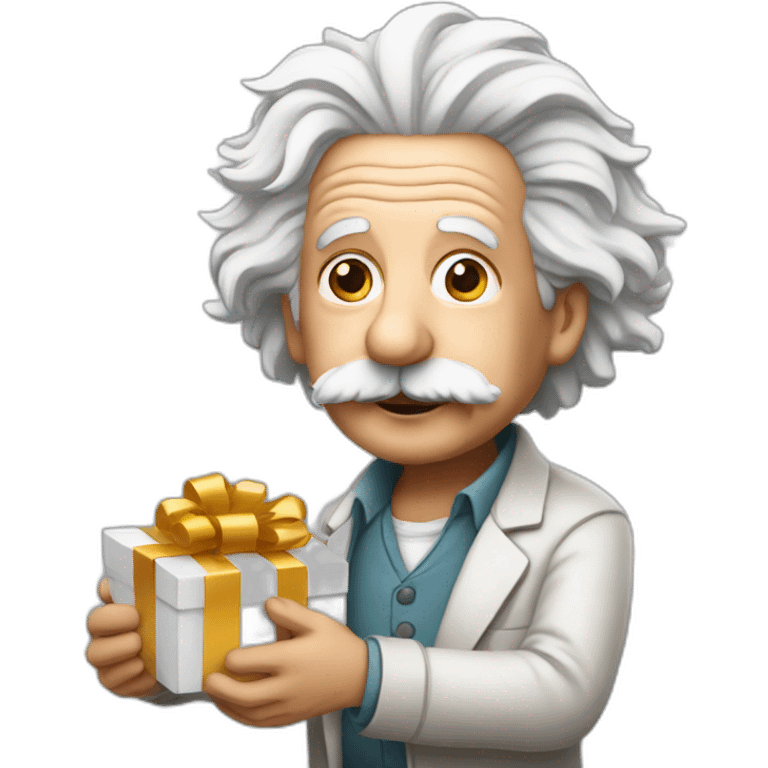 einstein holding a present emoji