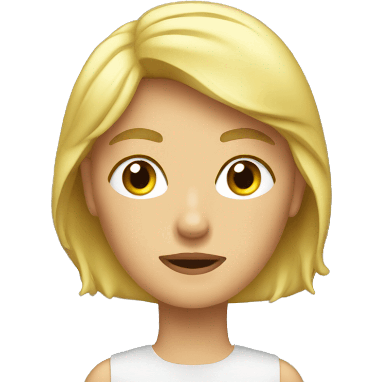 Blond woman sweating emoji