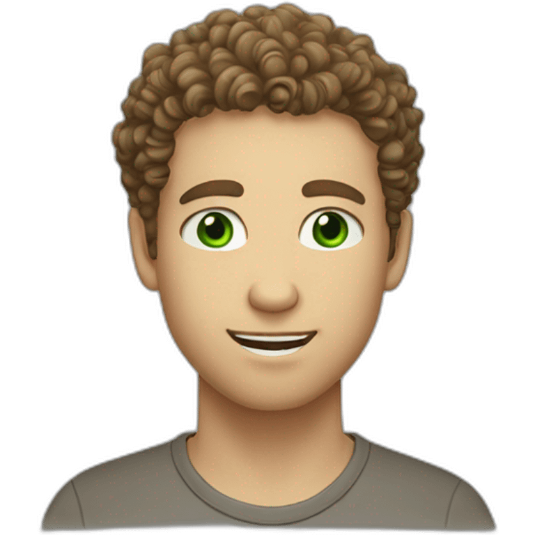 white man face green eyes brown curls fade haircut emoji