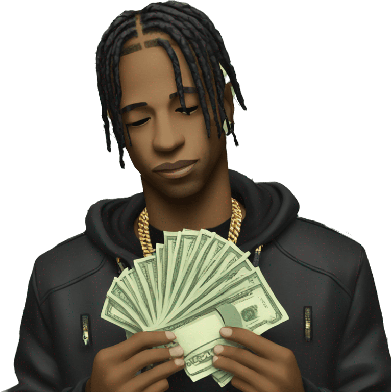 Travis Scott holding money emoji