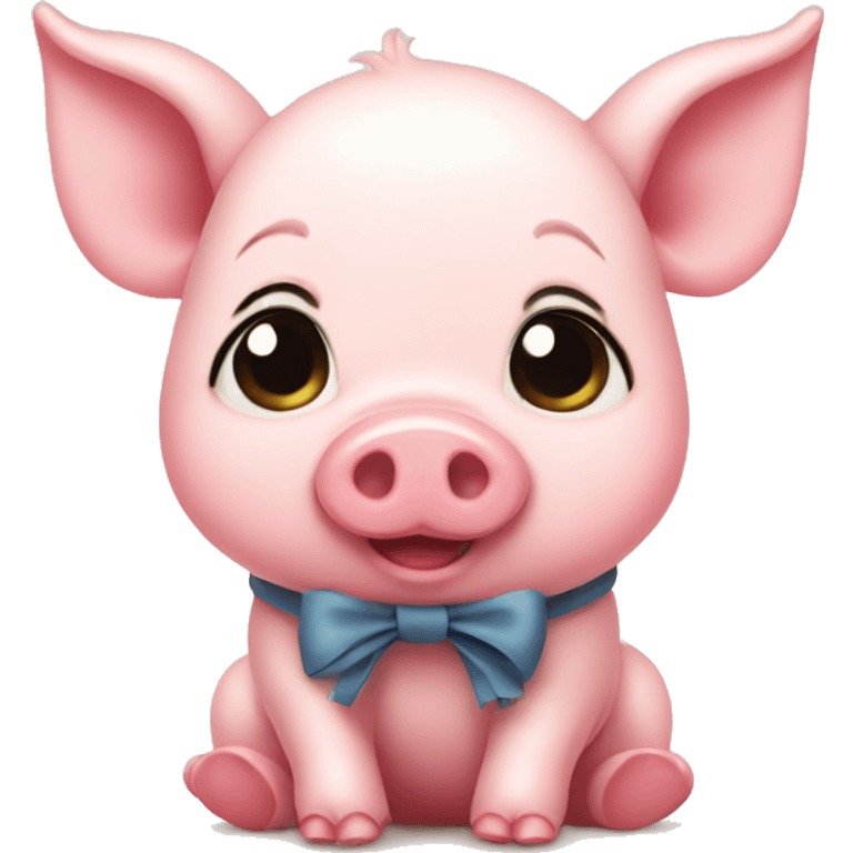 Cute piglet with a bow emoji