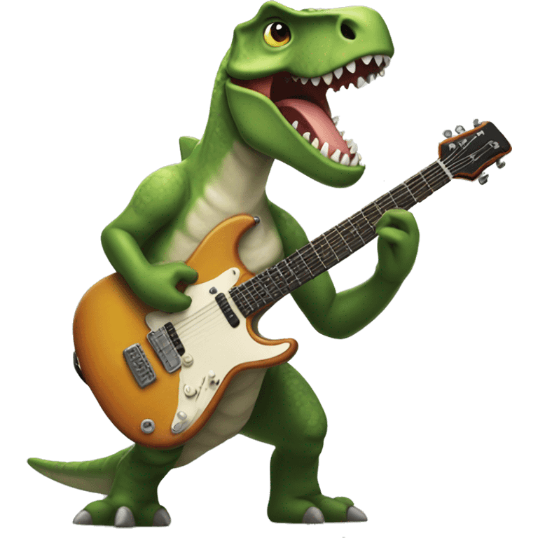 dinosour playing guitar emoji