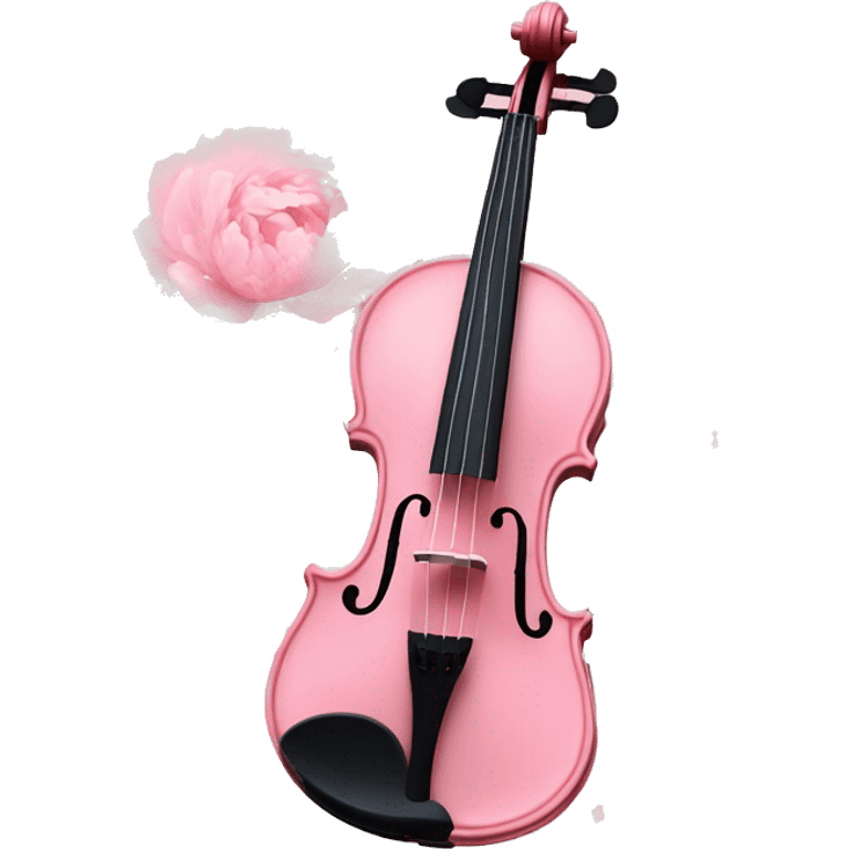 soft pastel pink violin with peonies and glitter emoji