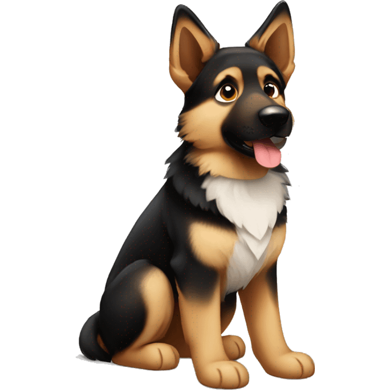 German shepherd Huskie brown and black cute emoji