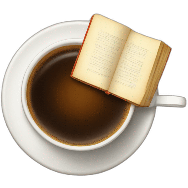 A cup of coffee on beautiful books emoji