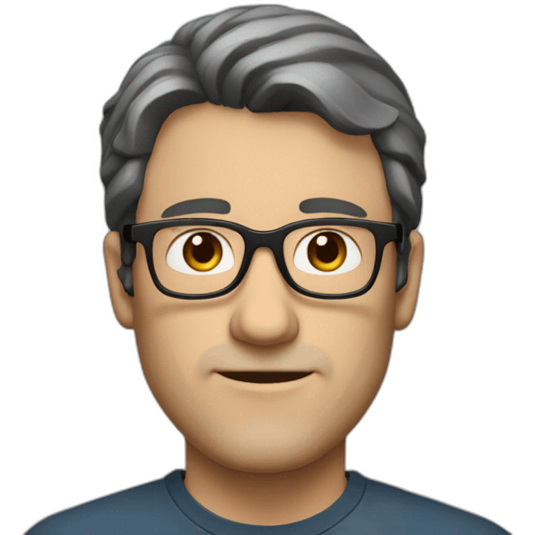 middle age lean white man with black hair & glasses with brown eyes and a big nose emoji