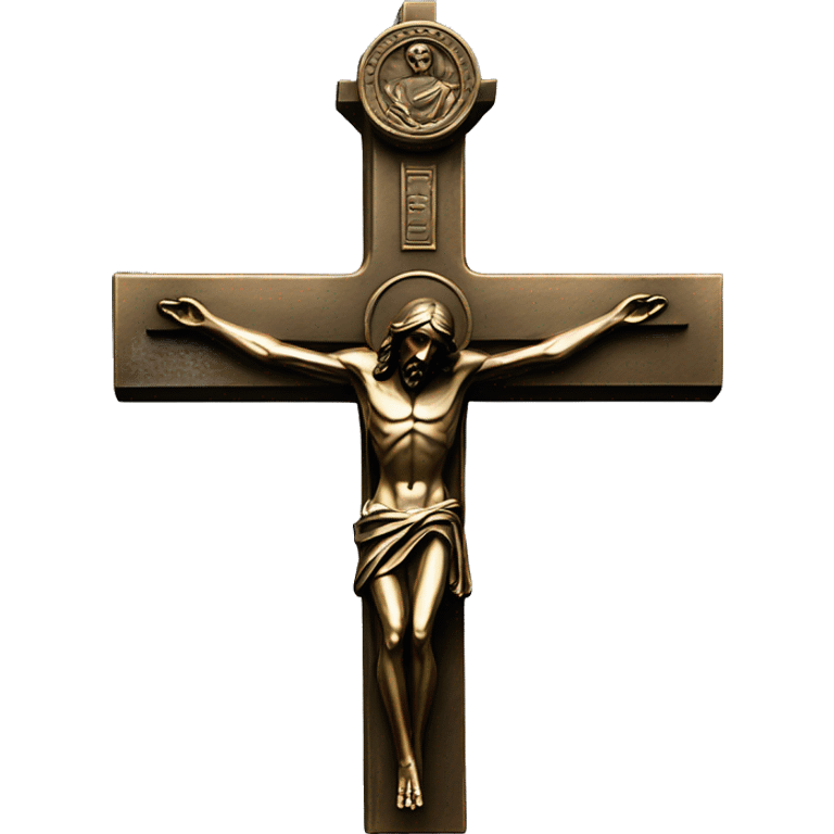 crucifix, christ bronze statue emoji