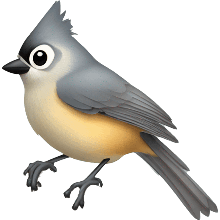 Tufted titmouse perched on branch emoji