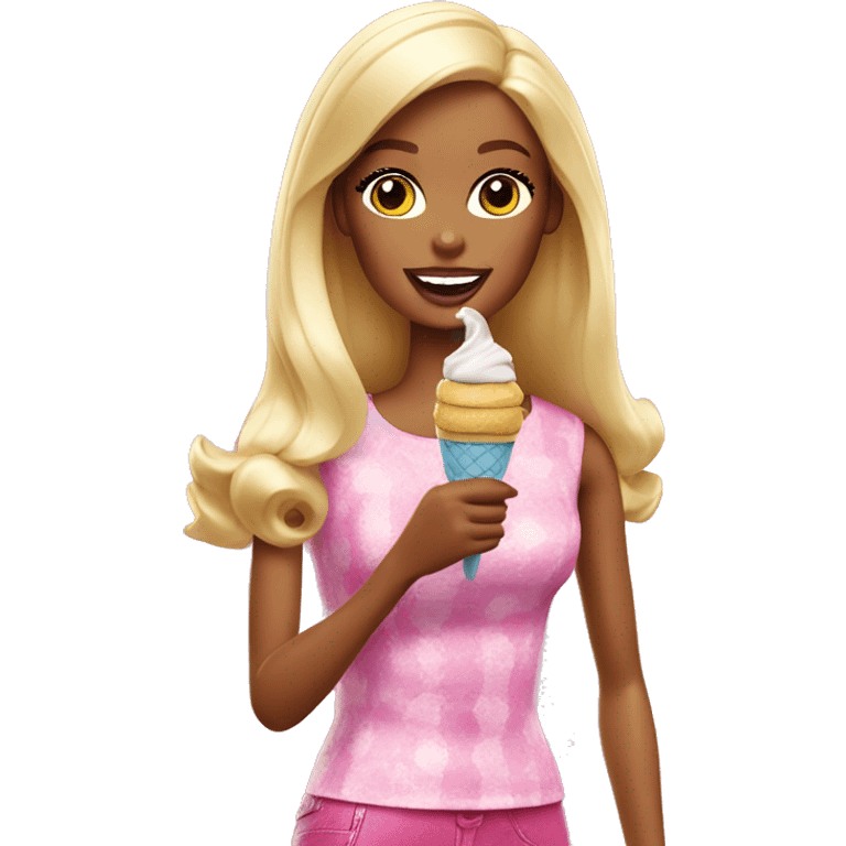 Barbie eating ice cream emoji