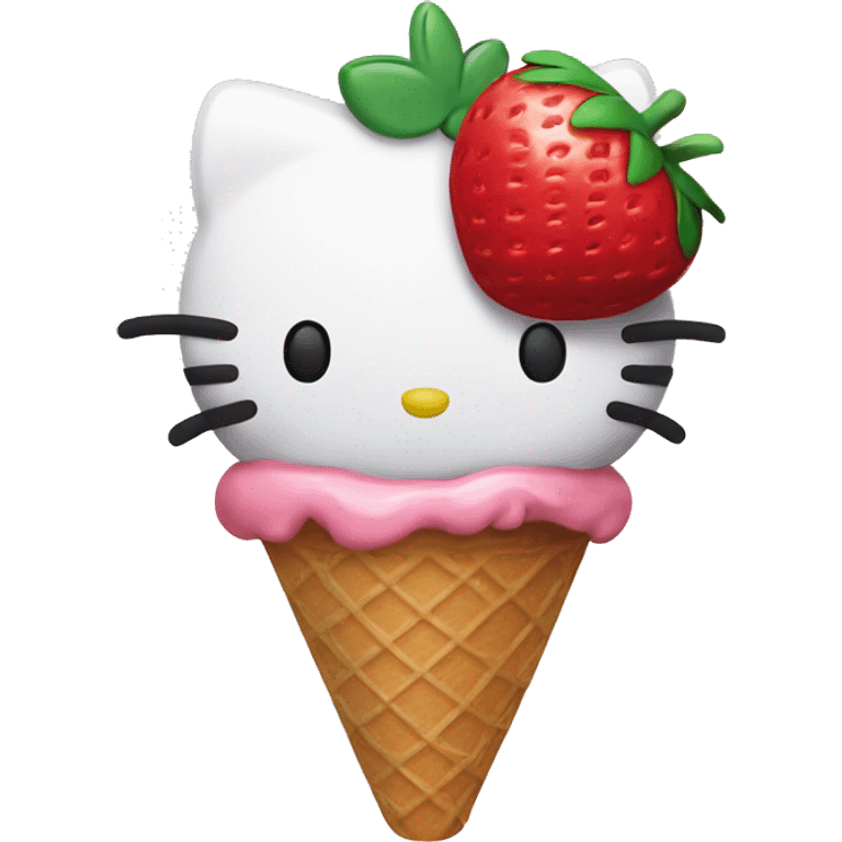 Hello kitty holding a strawberry ice cream cone emoji