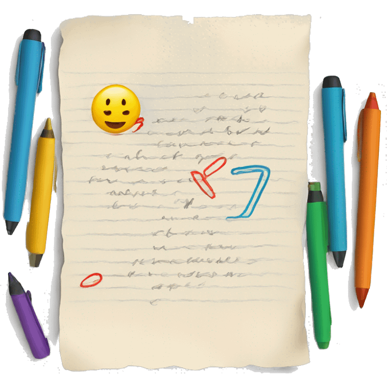 Handwriting to Text. colorful drawings. Near is pen emoji