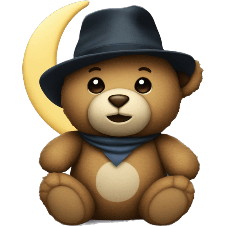 teddy bear with crescent moon and nighttime hat emoji