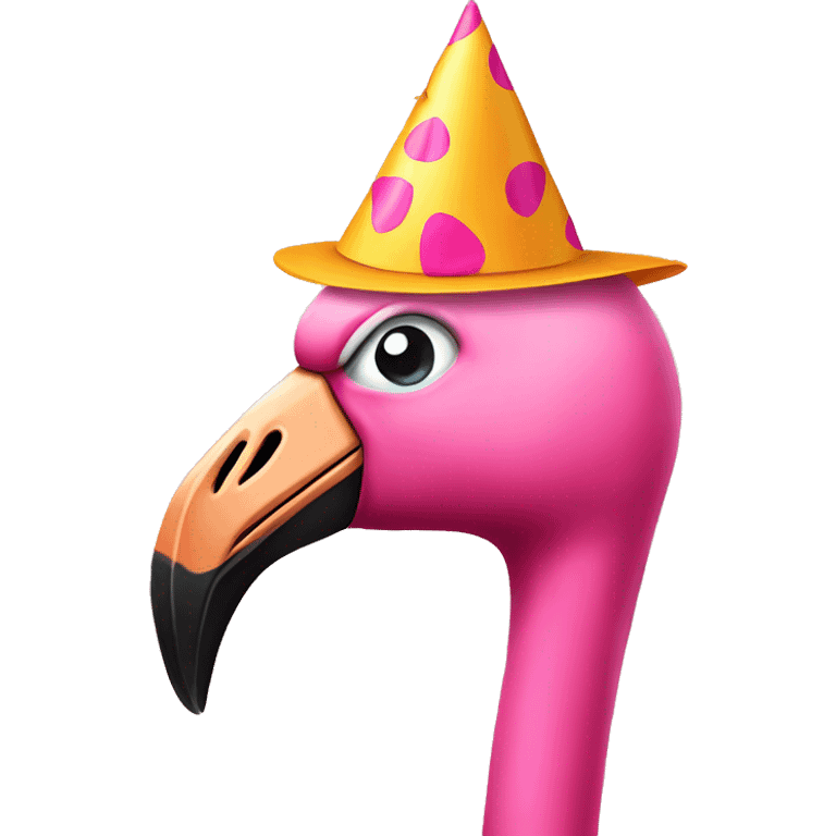 Flamingo wearing party hat emoji