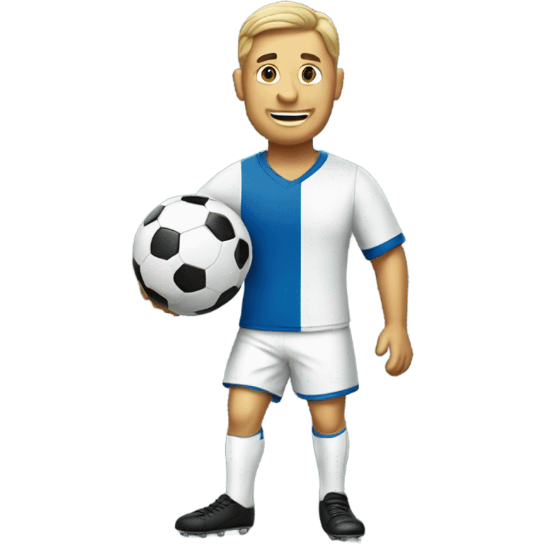 Man with beer playing soccer emoji