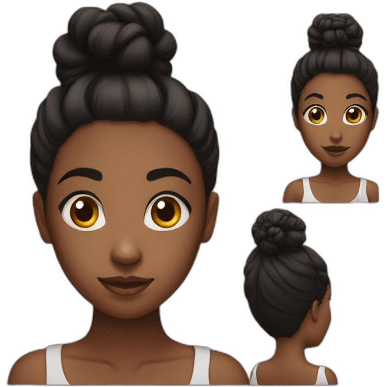 black girl two hair buns emoji