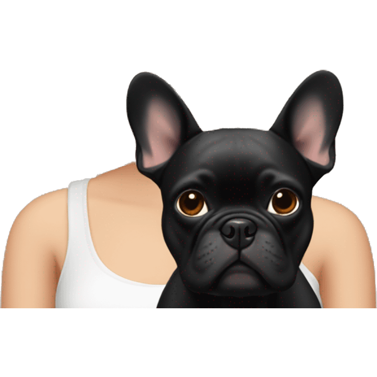 lady with black french bulldog emoji