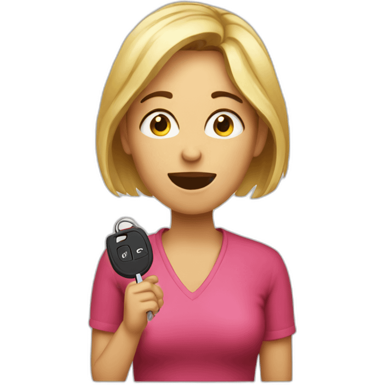 Sorprised Woman with a car key emoji