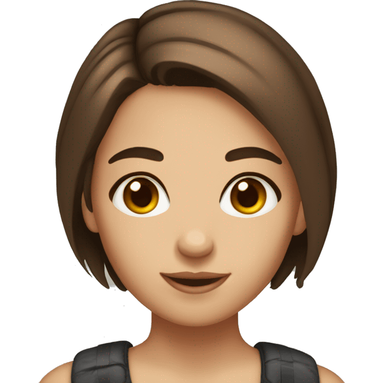 Girl whit brown eyes and short brown hair  emoji