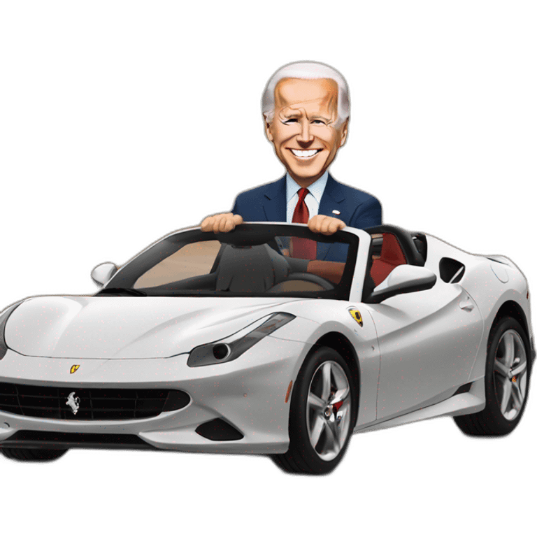 Biden driving Ferrari emoji