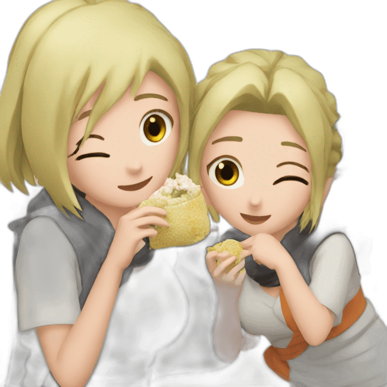 Les filles qui mange avec Naruto emoji