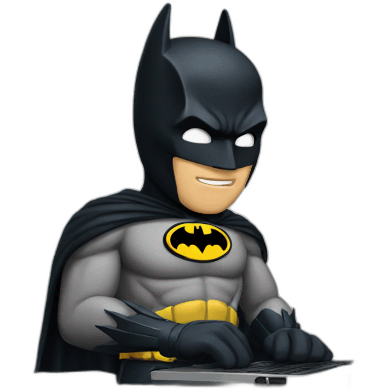 Batman using laptop emoji