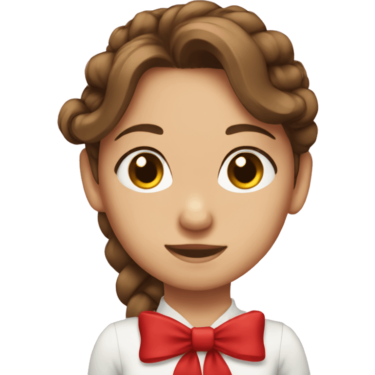 Girl with brown hair and a red bow nd ponytale emoji