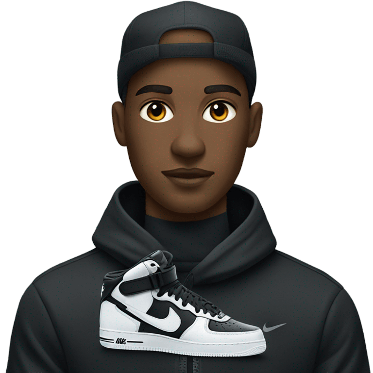 A Panther dressed in a nike tech wearing black air force ones emoji