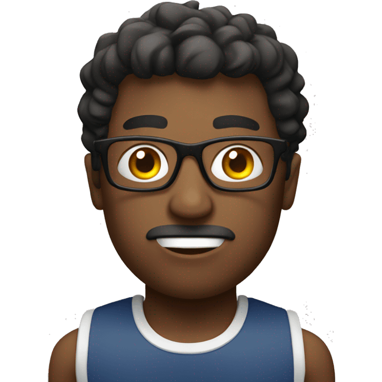 guy with glasses doing workout emoji