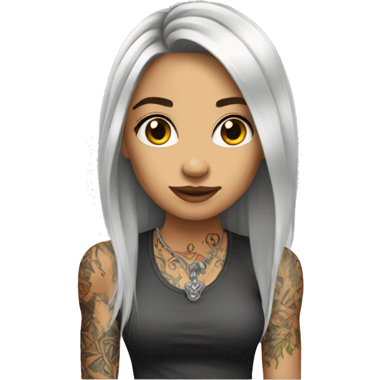 tattooed woman very attractive long hair emoji