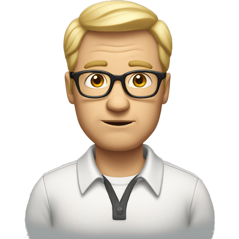 Nerdy middle aged white man with short blond hair looking confused and wearing glasses emoji