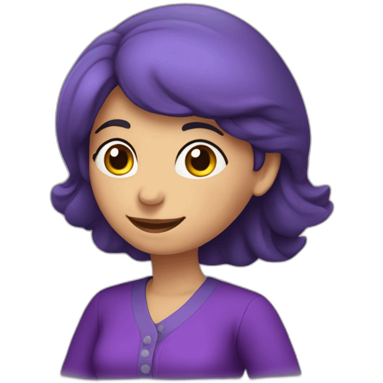 Armenian woman saying hello and giving five with happy face  in purple clothes  emoji