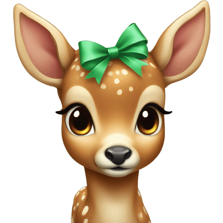 cute baby deer with a bow  emoji