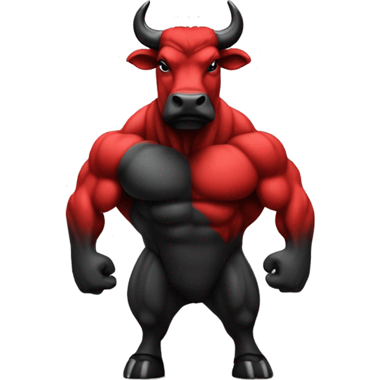 strong bull in black and red colors emoji