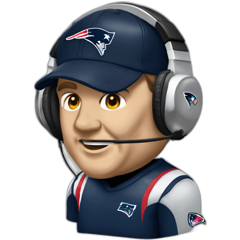 bill belichick, new england patriots, with headset andmicrophone emoji