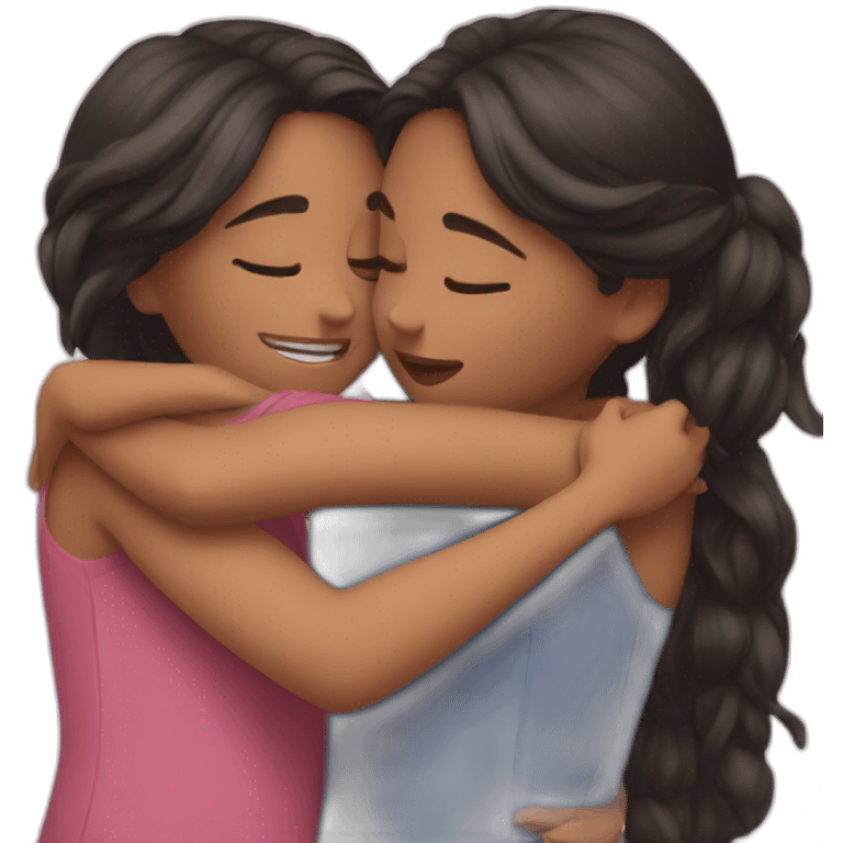 two grils hugging  emoji