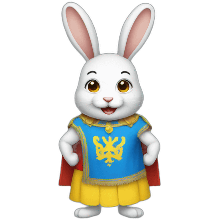 smiling rabbit dressed in a costume  Ukrainian flag emoji