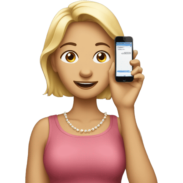 Woman calling with iphone emoji