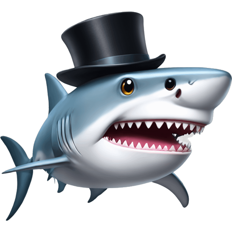 Shark with a top hat emoji