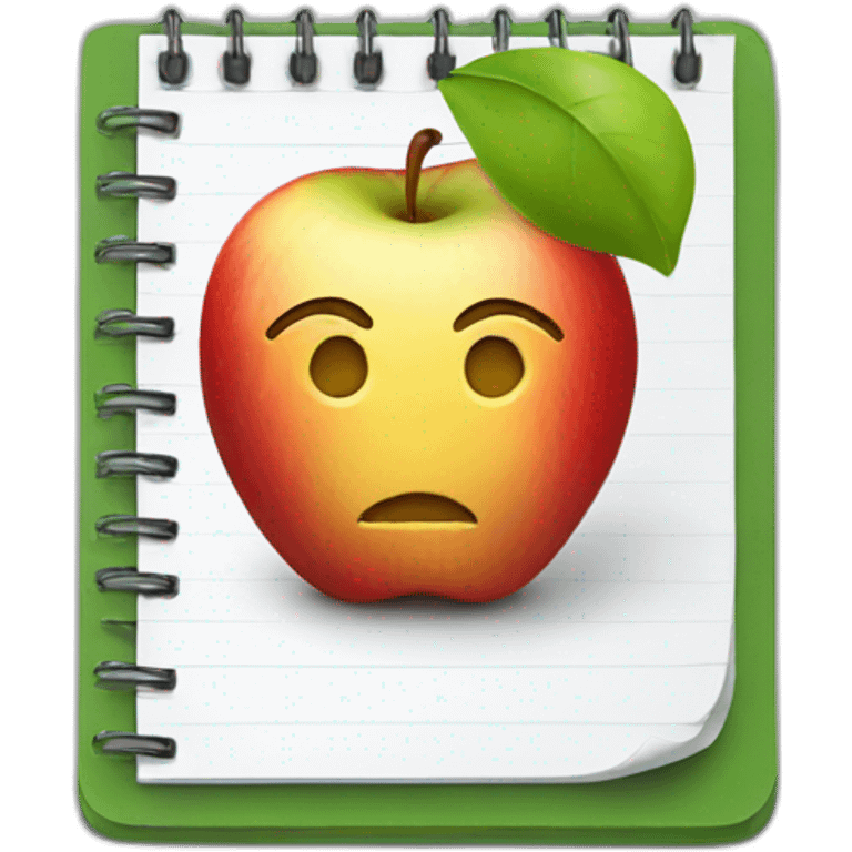 a notepad with an apple emoji