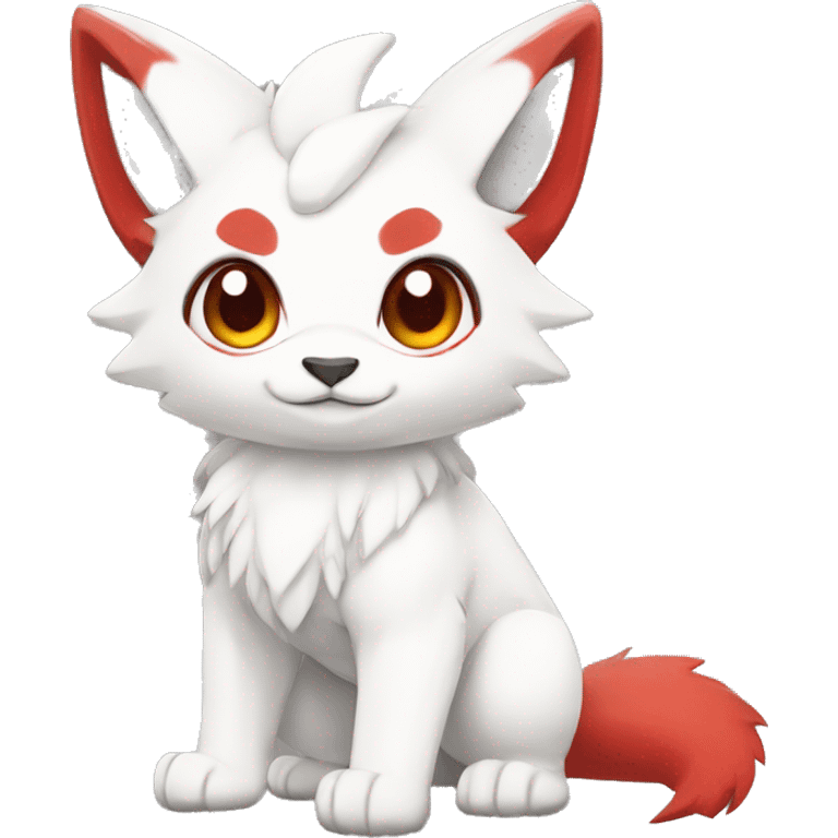 Cute cool white red animal hybrid Fakemon full body emoji