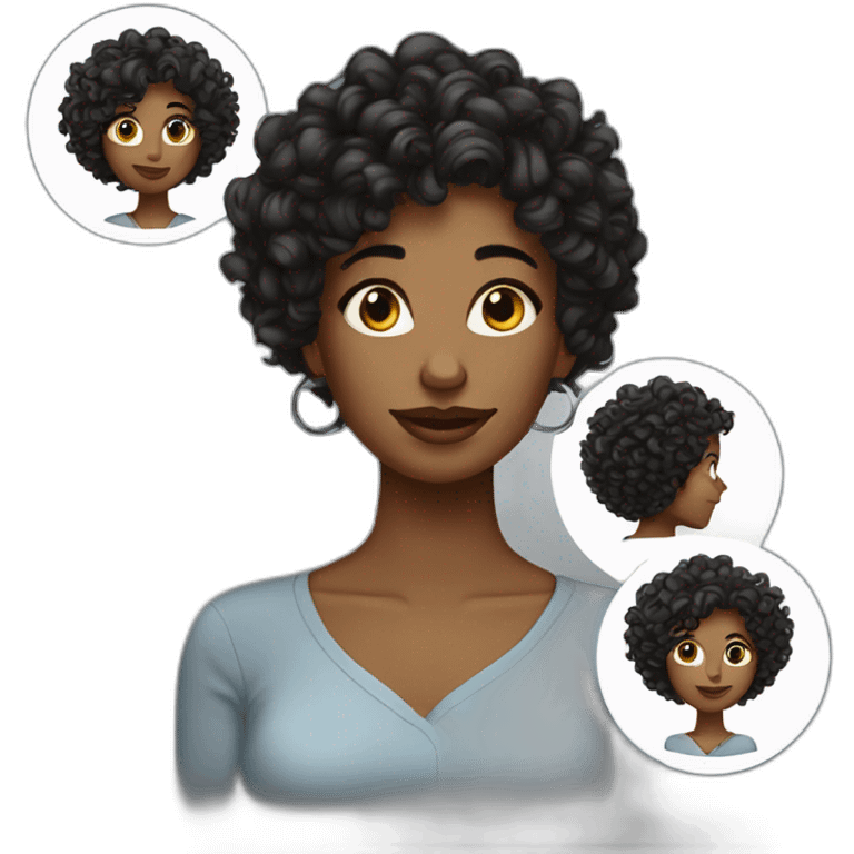 woman writer cut hair curly black emoji