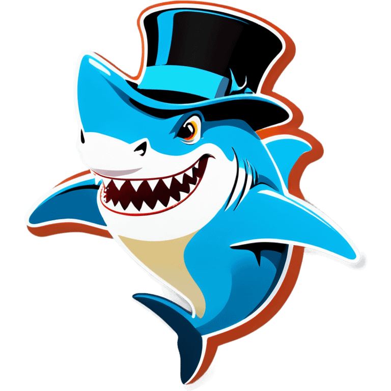 Shark with a top hat emoji