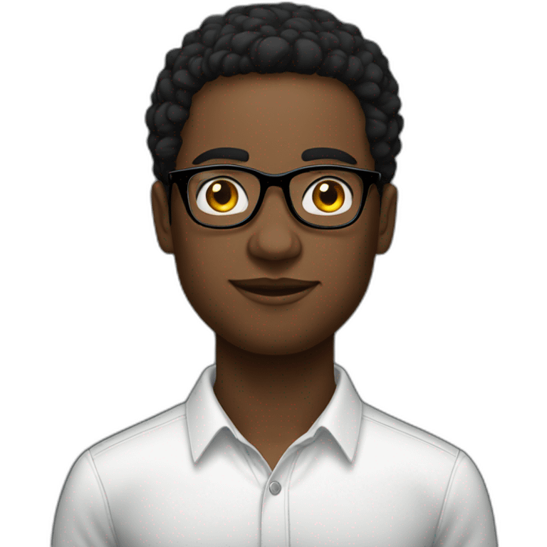 Young men French type Black straight with glasses emoji