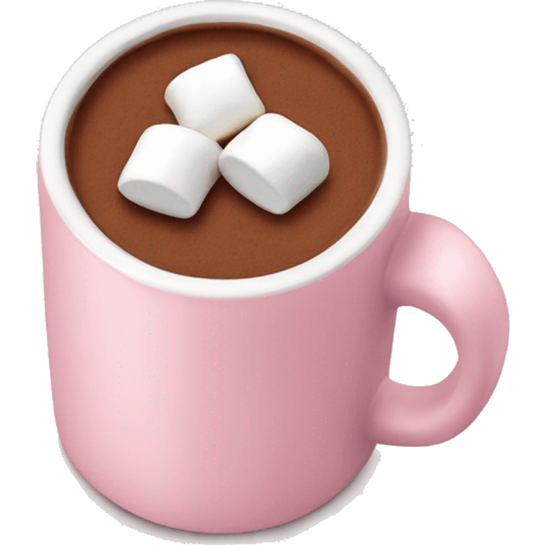 Light Pink mug of hot chocolate with marshmallows  emoji