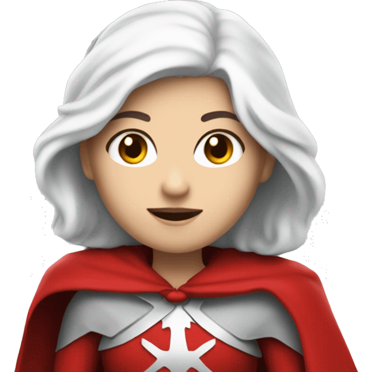 The white girl with white hair in the red cape and red hood. emoji