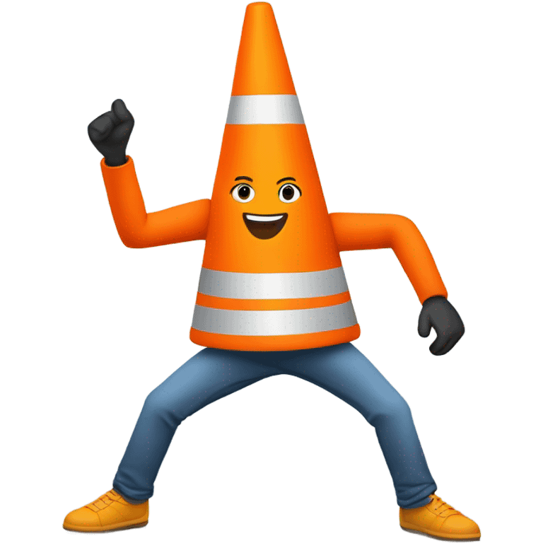 Traffic cone dancing emoji