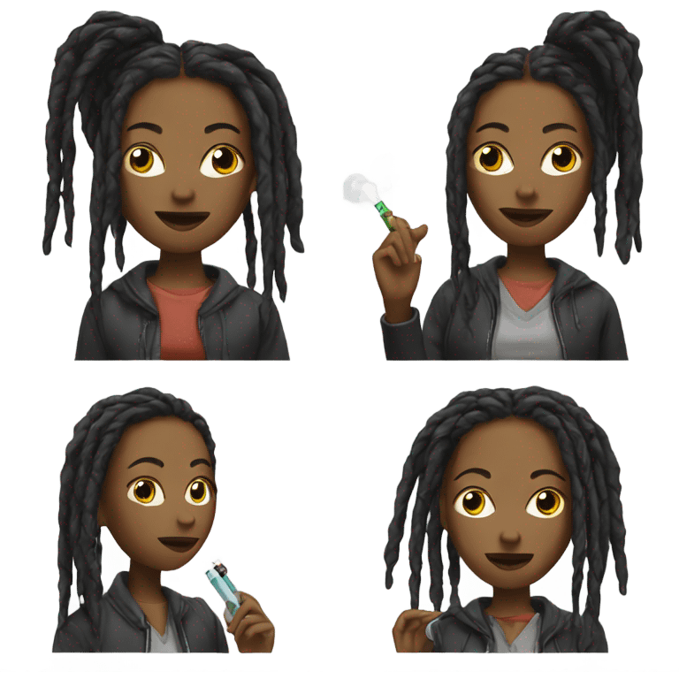 female with dreads and a vape emoji